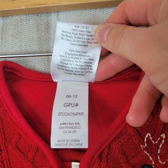 Halo Sleepsack Pottery Barn Kids 100% Cotton Cableknit Red Size Small 0-6 Months - Picture 5 of 7